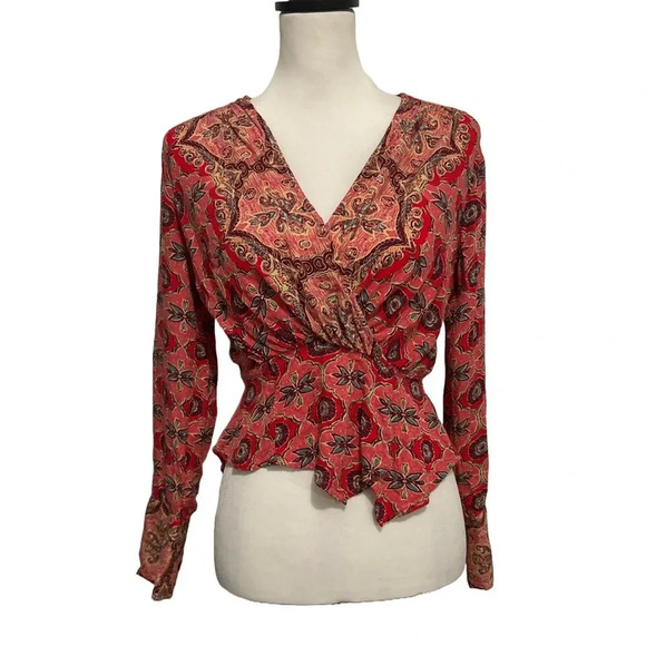 Free People Falling for You Floral Print Peplum Top Boho Blouse. XS - Picture 3 of 8